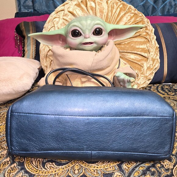 Coach Madison Small Kelsey Blue Metallic Leather Satchel - Picture 5 of 10